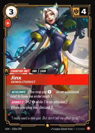 Jinx Demolitionist Alternate Art Showcase card OGN-030a
